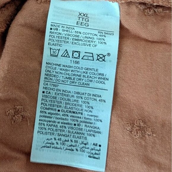 Old Navy Clip Dot Midi Dress Womens Size XXL Rust Long Sleeve V Neck Tiered - Picture 8 of 13